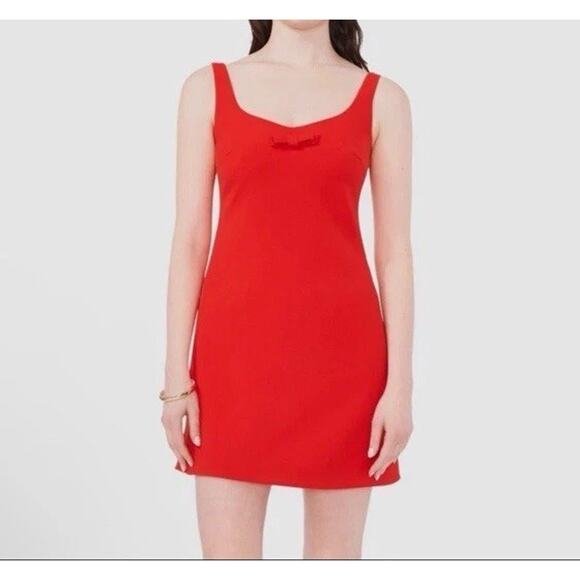 CeCe Women's Sweetheart-Neck Bow-Trim Sheath Mini Dress Sz 2 Red NWT - Picture 1 of 16